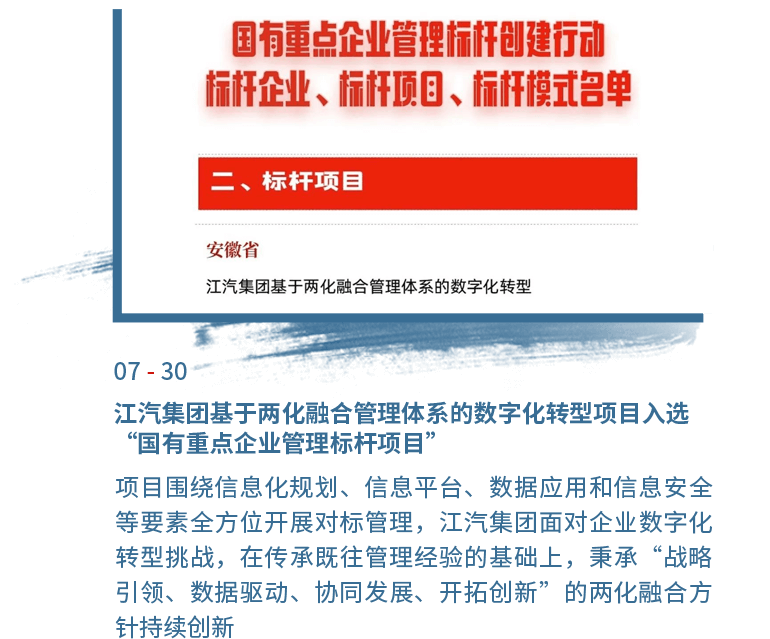 7月30日J9国际集团基于两化融合管理体系的数字化转型项目入选“国有重点企业管理标杆项目”